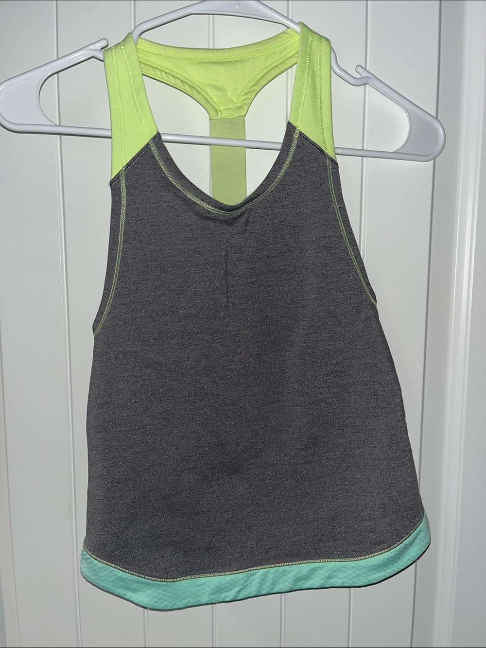 Ivivva Gray Tank Top with Lime Green and Mint Trim
